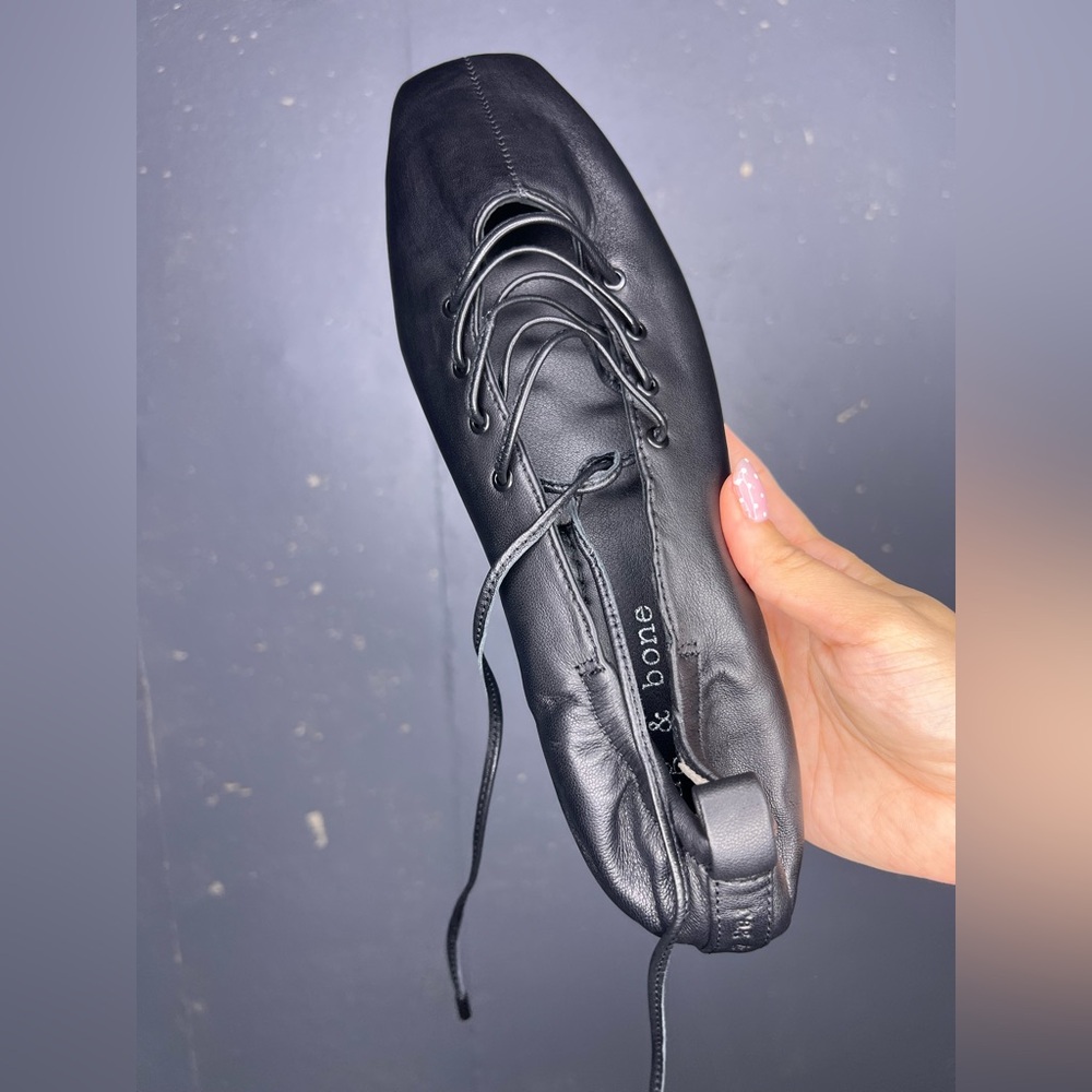 Rag & Bone Sophia Lace-Up Leather Ballerina Flats Size 38.5 - Picture 7 of 13